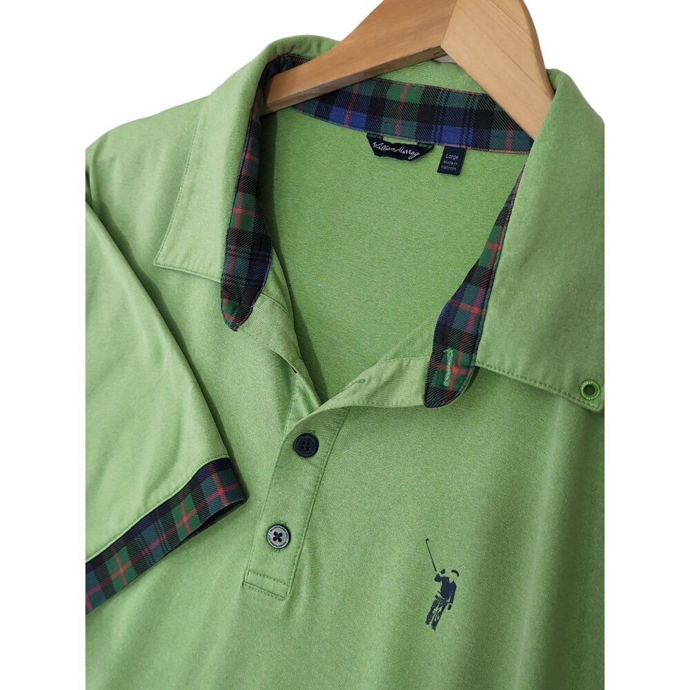 William Murray Golf Polo Shirt Mens L Green Stretch Performance Short Sleeve